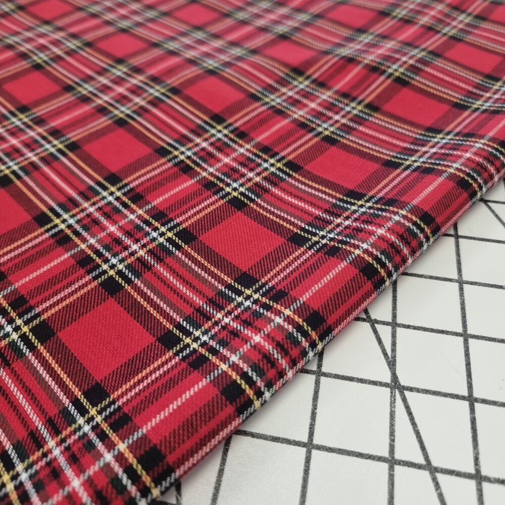 Red Tartan Cotton - REMNANT - 88cm x 160cm