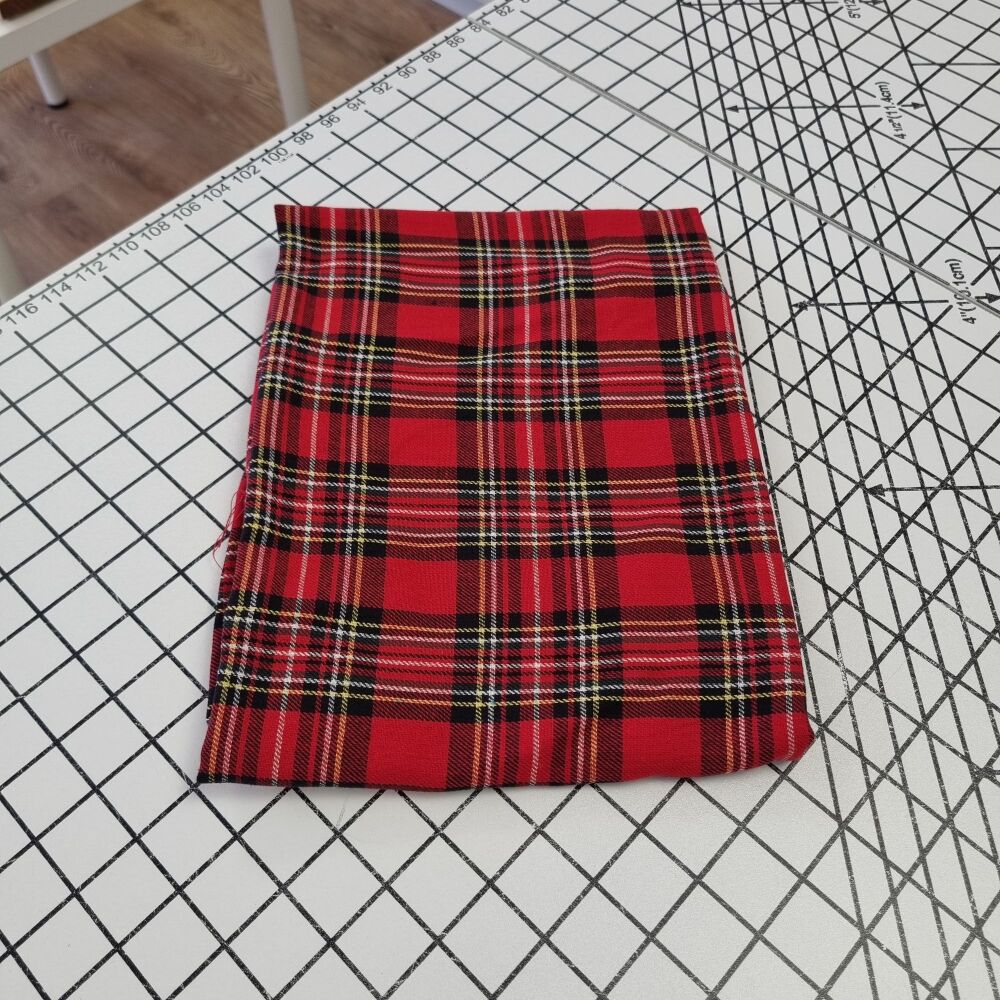 Red Tartan Cotton - REMNANT - 80cm x 160cm