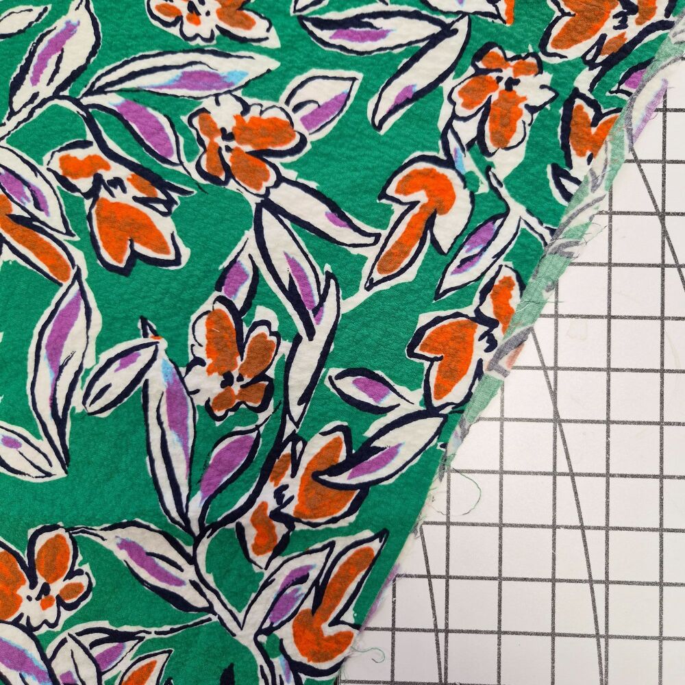 Green Printed Leaves - Viscose
