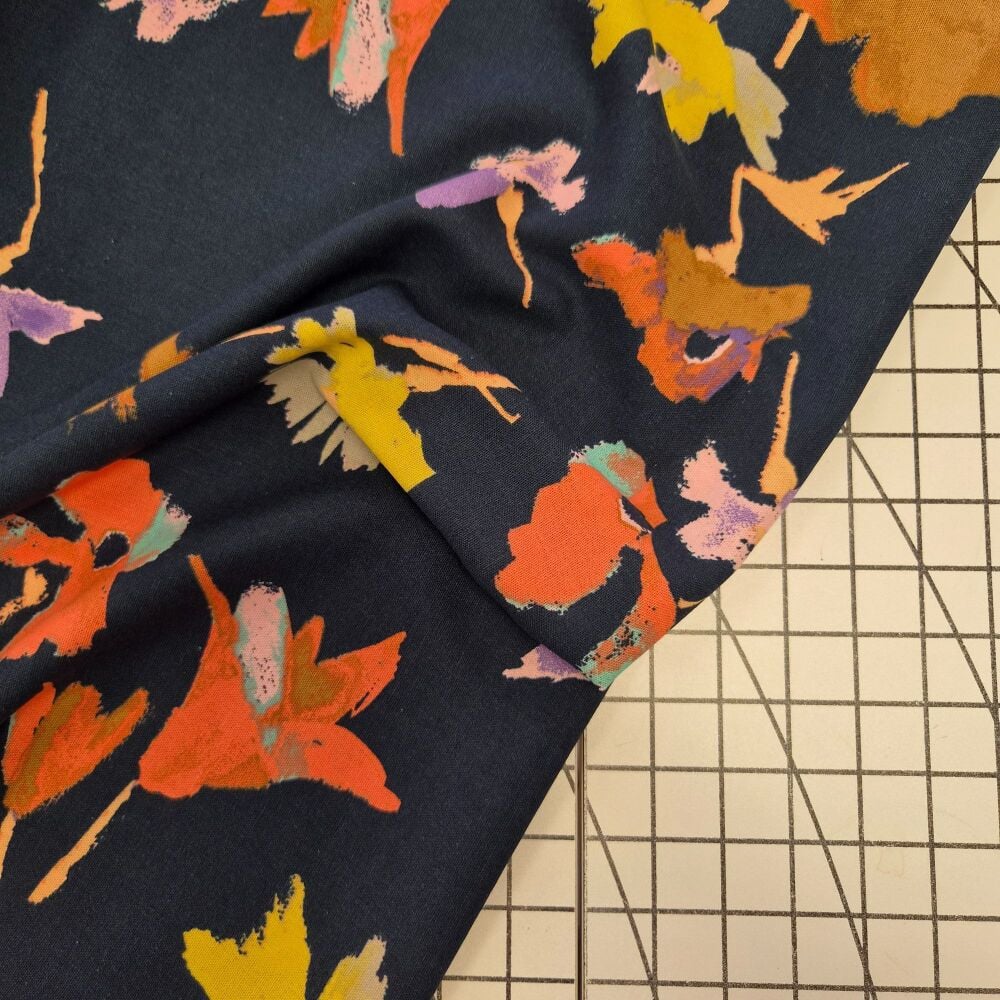 Midnight Petal - Viscose Linen