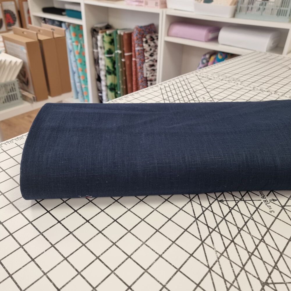 Navy - Plain Linen