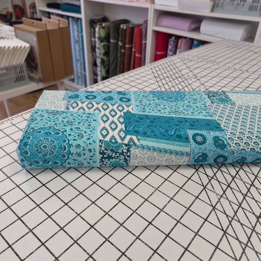 Turquoise Patchwork - Viscose