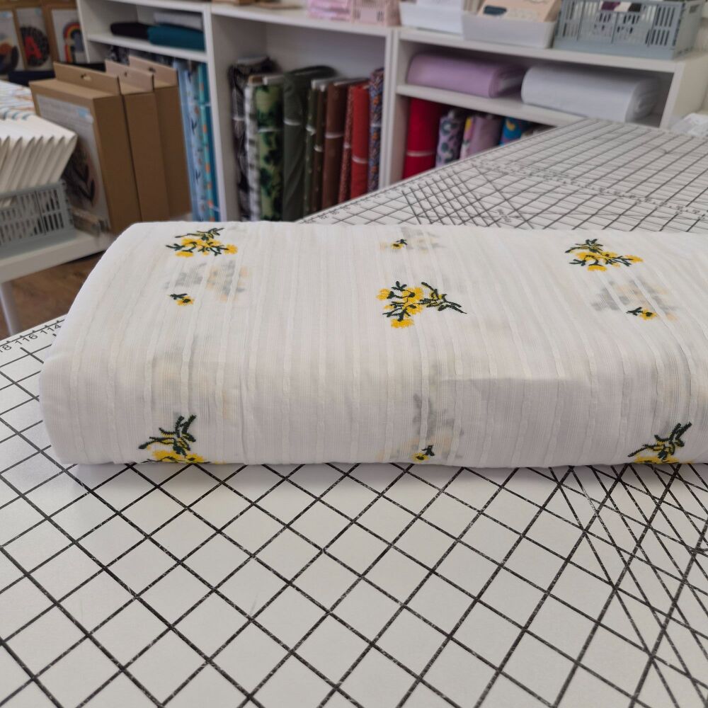 Embroidered Yellow Bouquets - Cotton