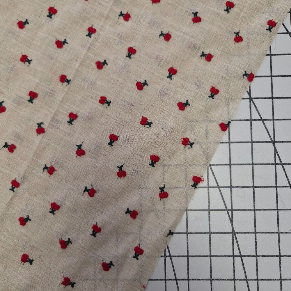 Embroidered Cherry - Viscose Linen