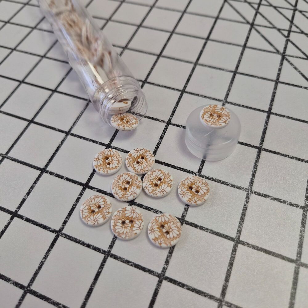 15mm Two-Tone Flower Design Buttons - Mustard