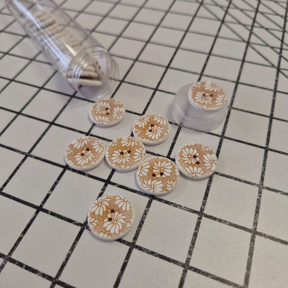 23mm Two-Tone Flower Design Buttons - Mustard