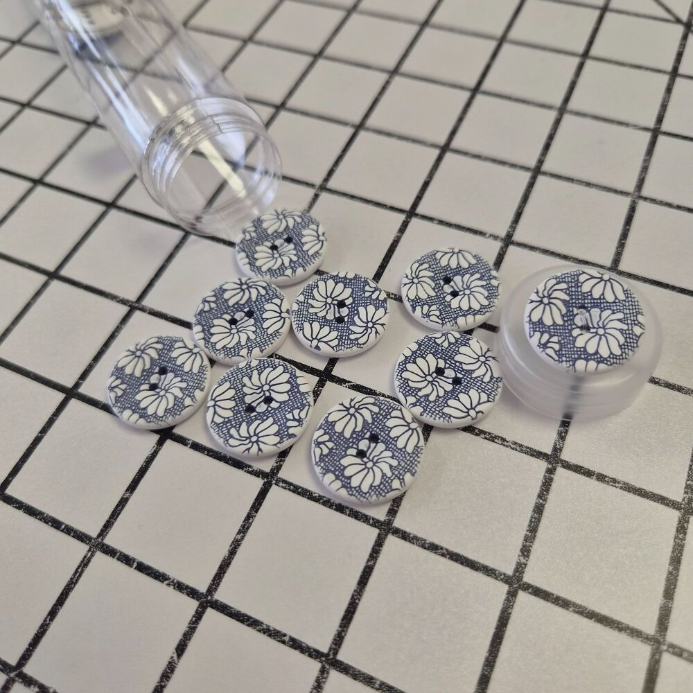 23mm Two-Tone Flower Design - Navy