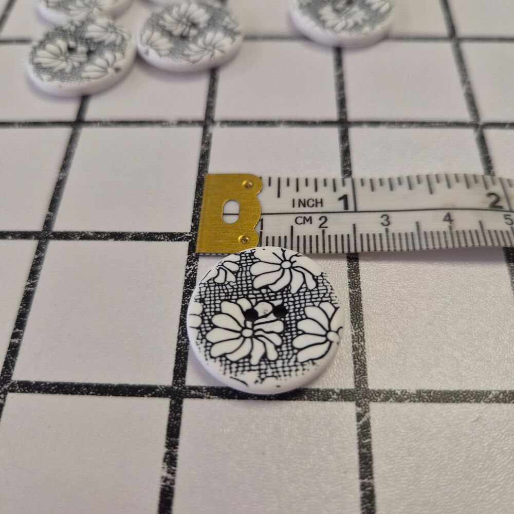 23mm Two-Tone Flower Design - Black
