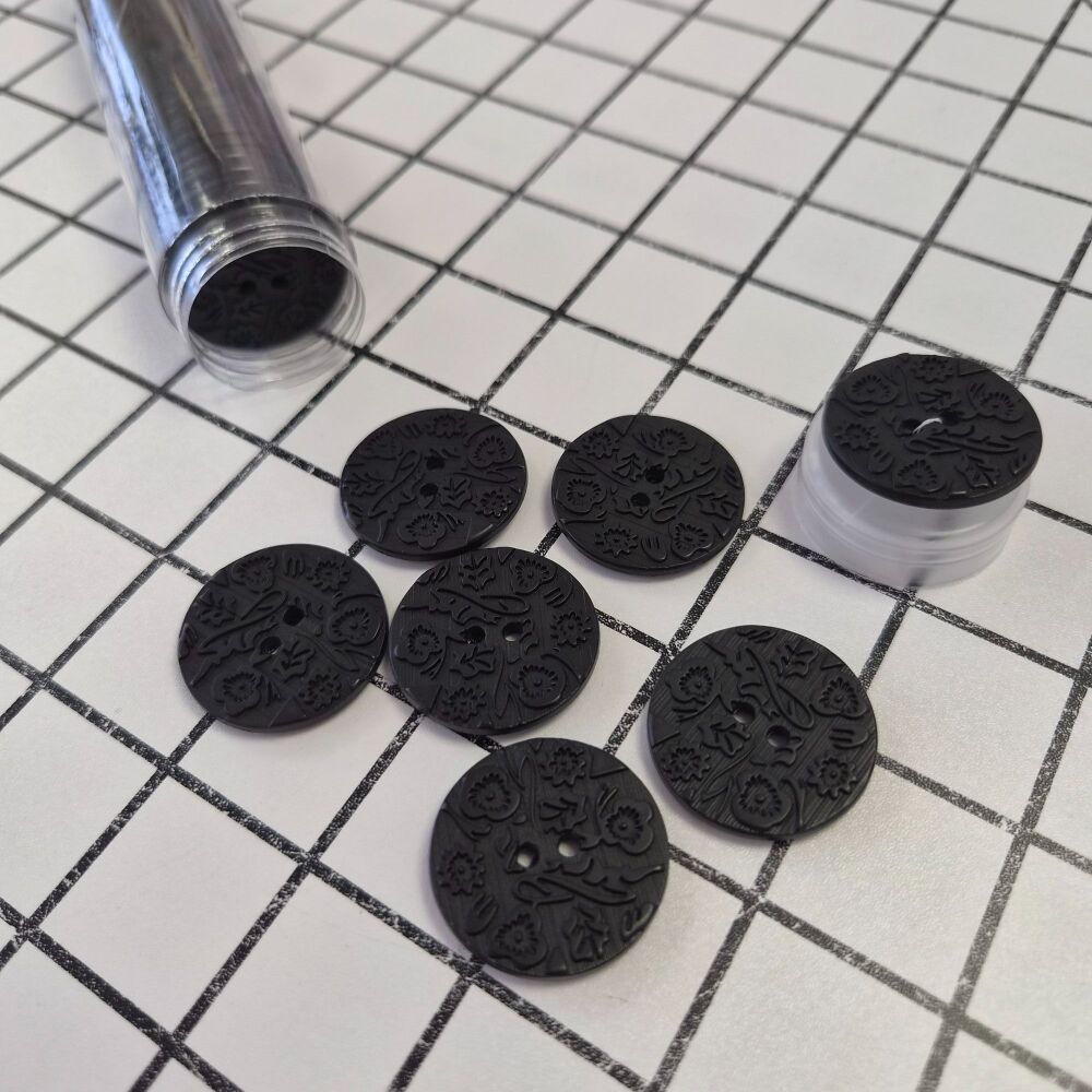 30mm Embossed Design Buttons - Black