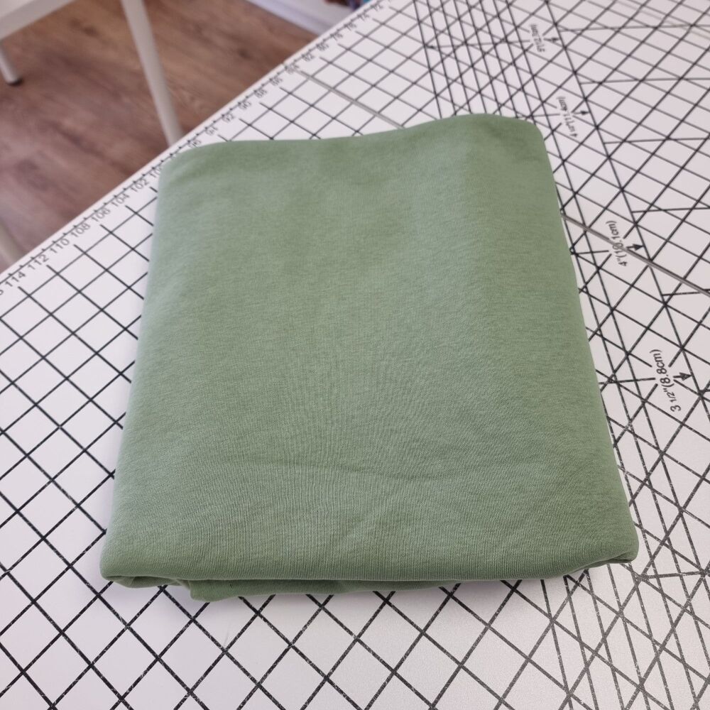 Sage Green Sweatshirting - REMNANT - 124cm x 150cm