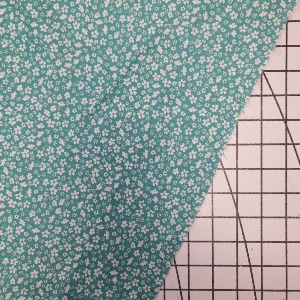 Turquoise Flowers - Cotton Lawn