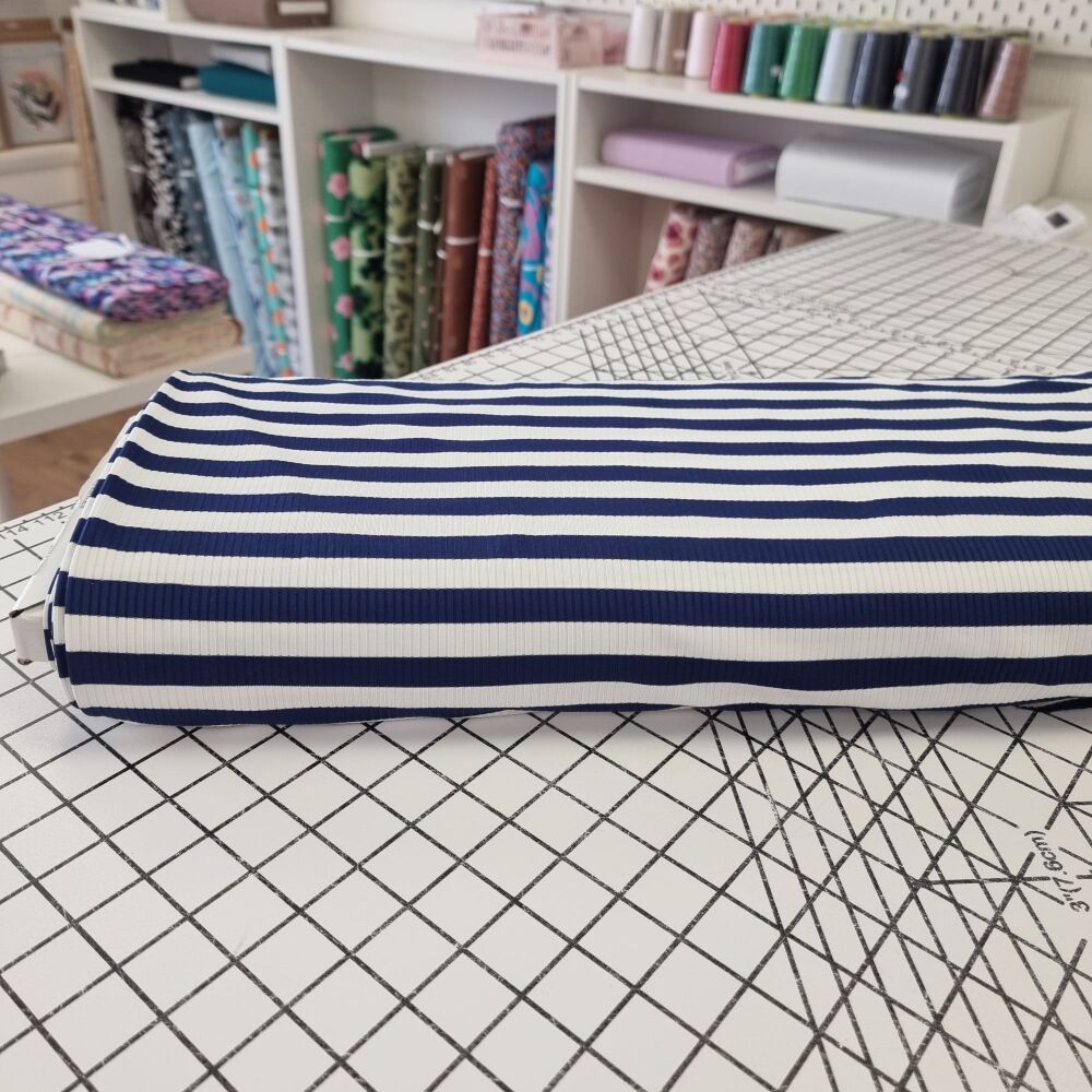 Navy Stripe - Ribbed Jersey