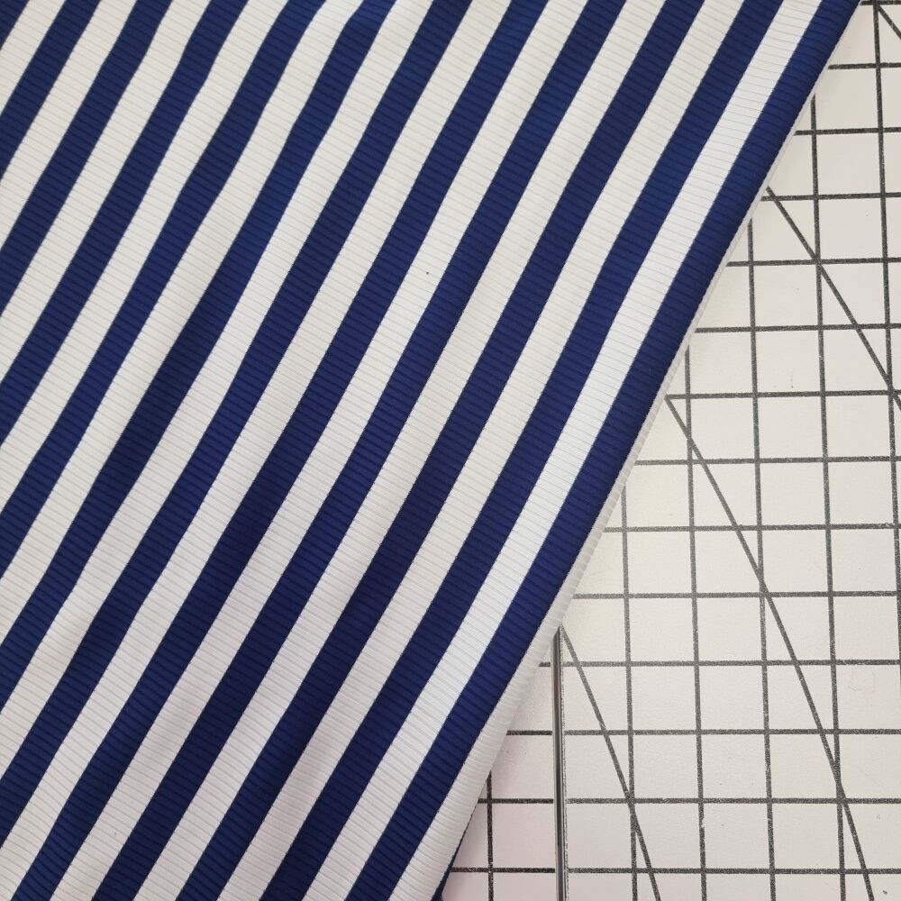 Navy Stripe - Ribbed Jersey