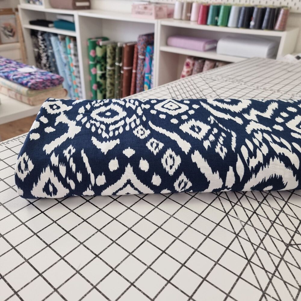 Navy Boho Mosaic - Viscose