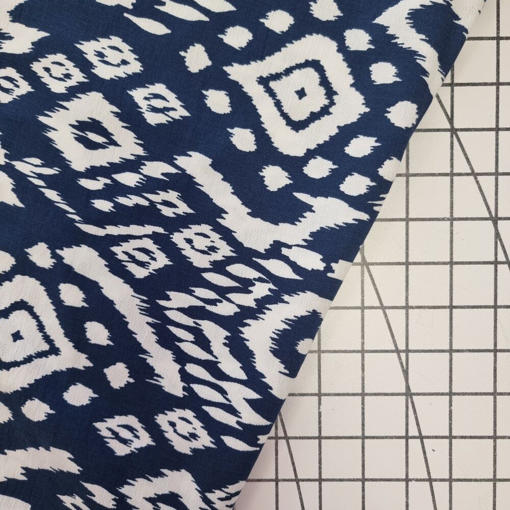 Navy Boho Mosaic - Viscose