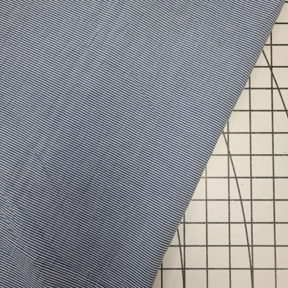 Mid Blue Stripe - Cotton Chambray