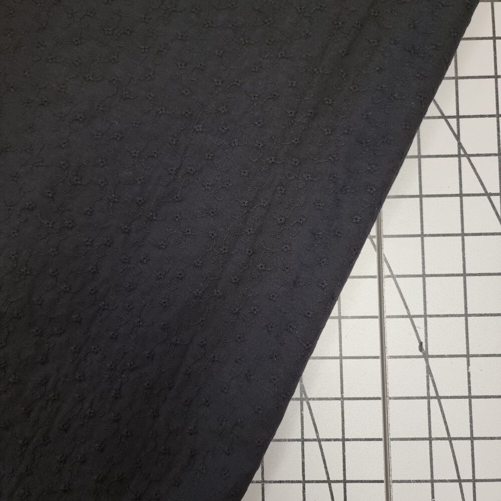 Black - Scalloped Edge Cotton Voile Embroidery