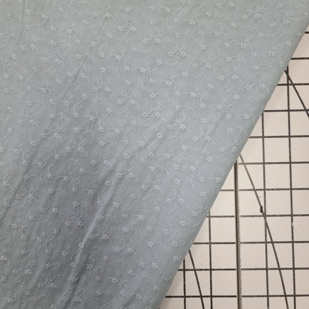 Powder Blue - Scalloped Edge Cotton Voile Embroidery