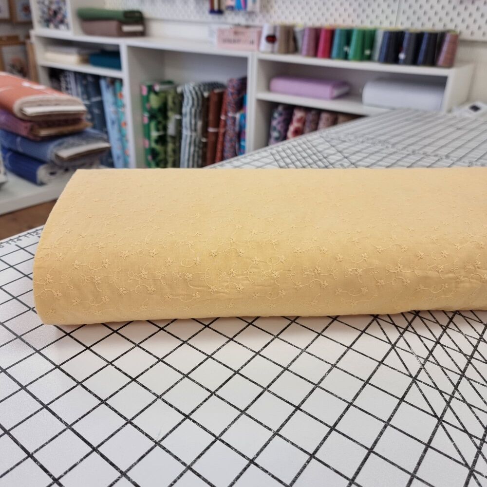 Yellow - Scalloped Edge Cotton Voile Embroidery