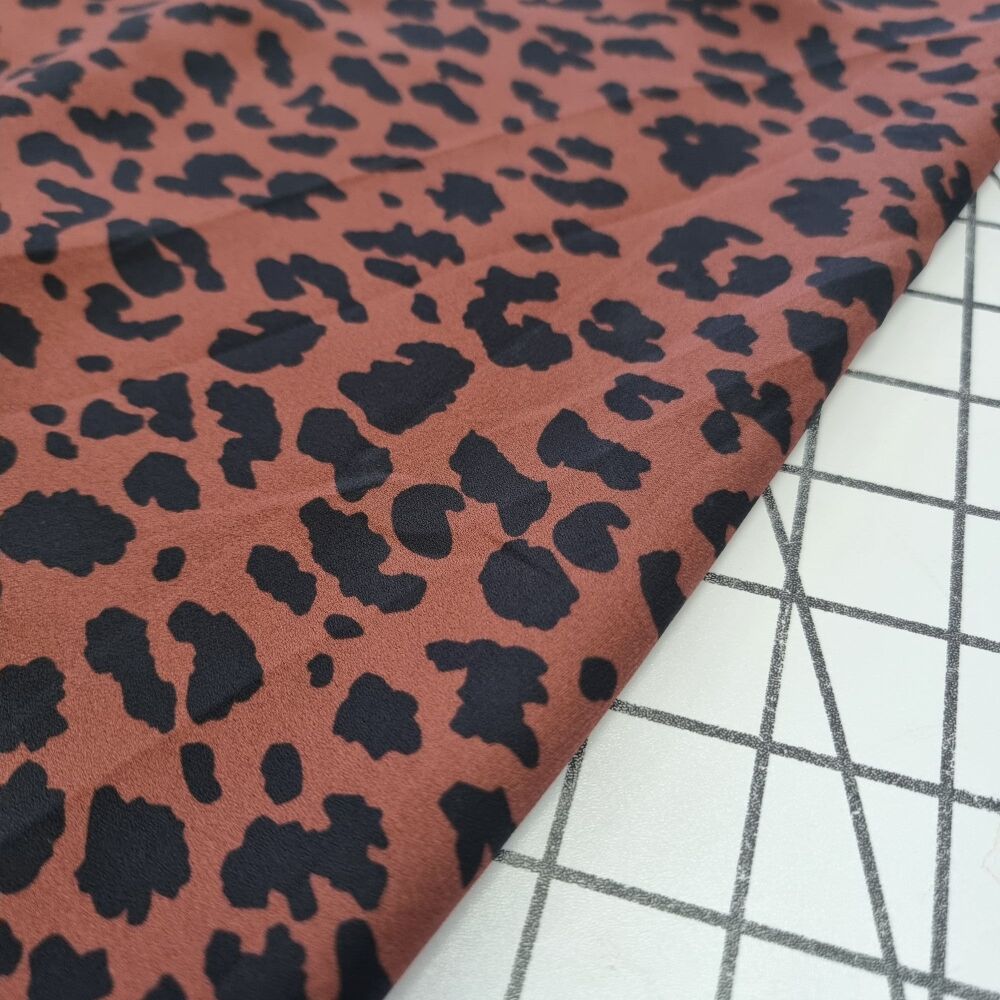 Chocolate Leopard Print Viscose - REMNANT - 118cm x 140cm