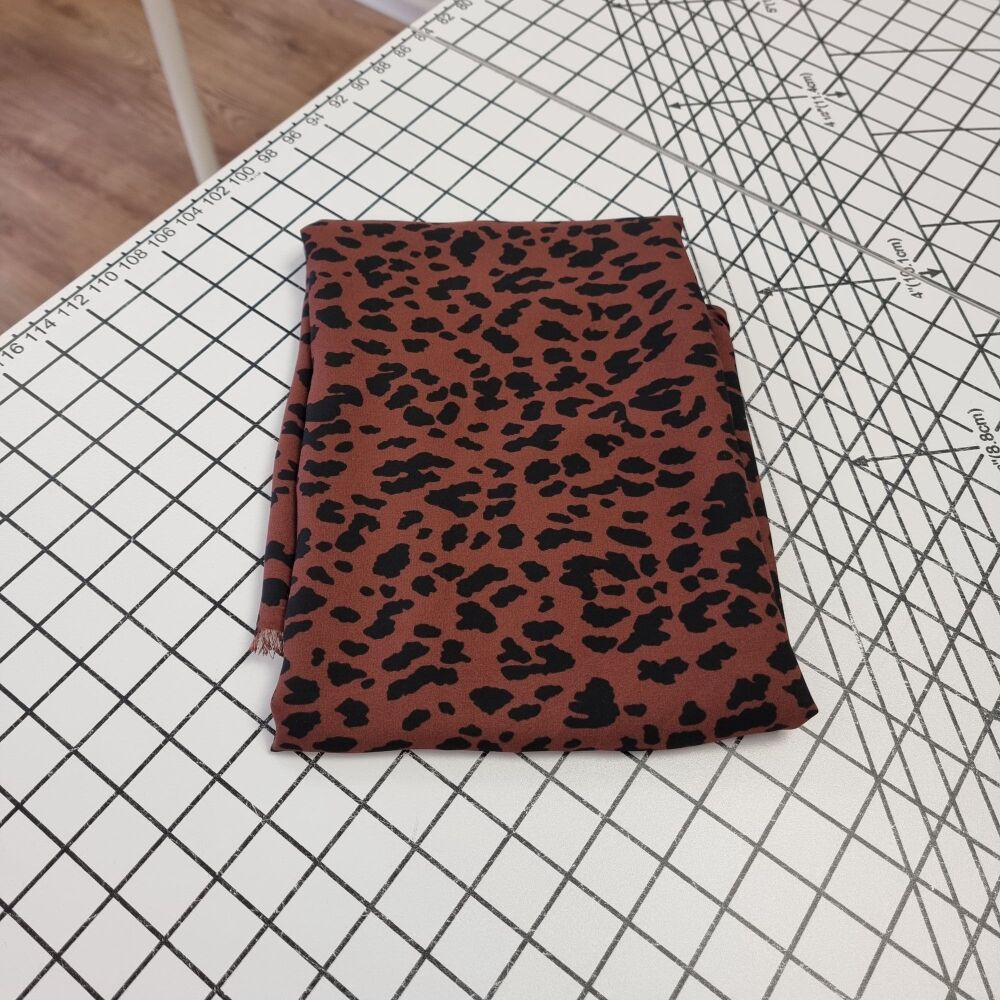 Chocolate Leopard Print Viscose - REMNANT - 118cm x 140cm