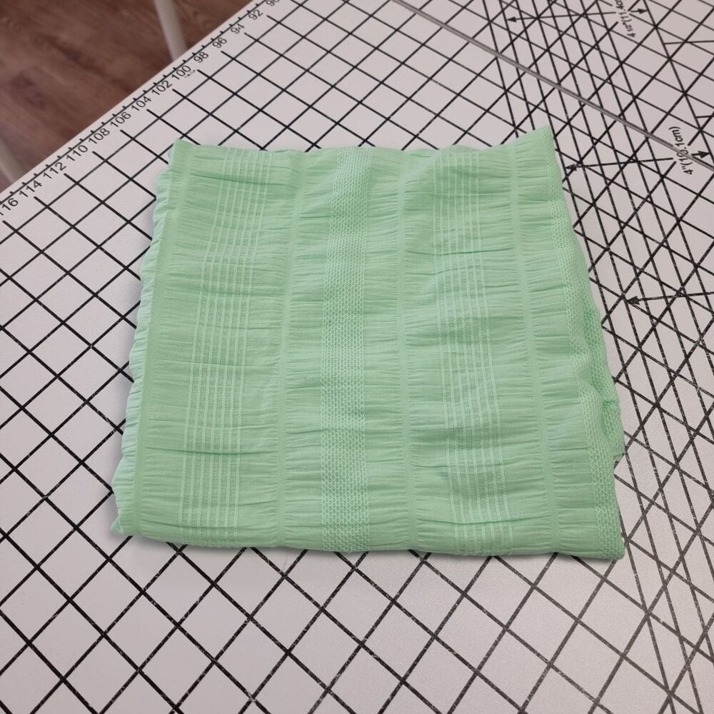 Lime Crinkle & Embroidered Dobby - REMNANT - 64cm x 140cm