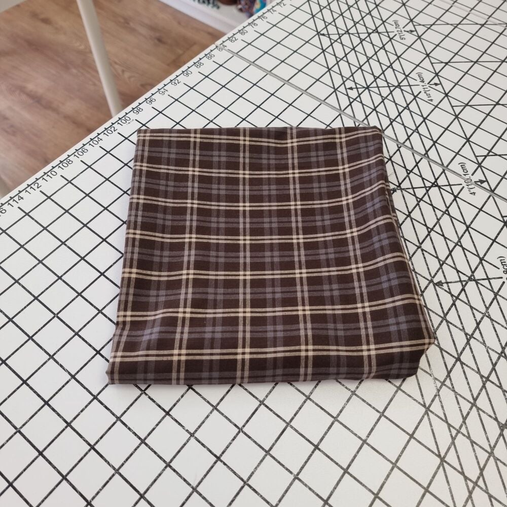 Chocolate Check Cotton - REMNANT - 117cm x 140cm