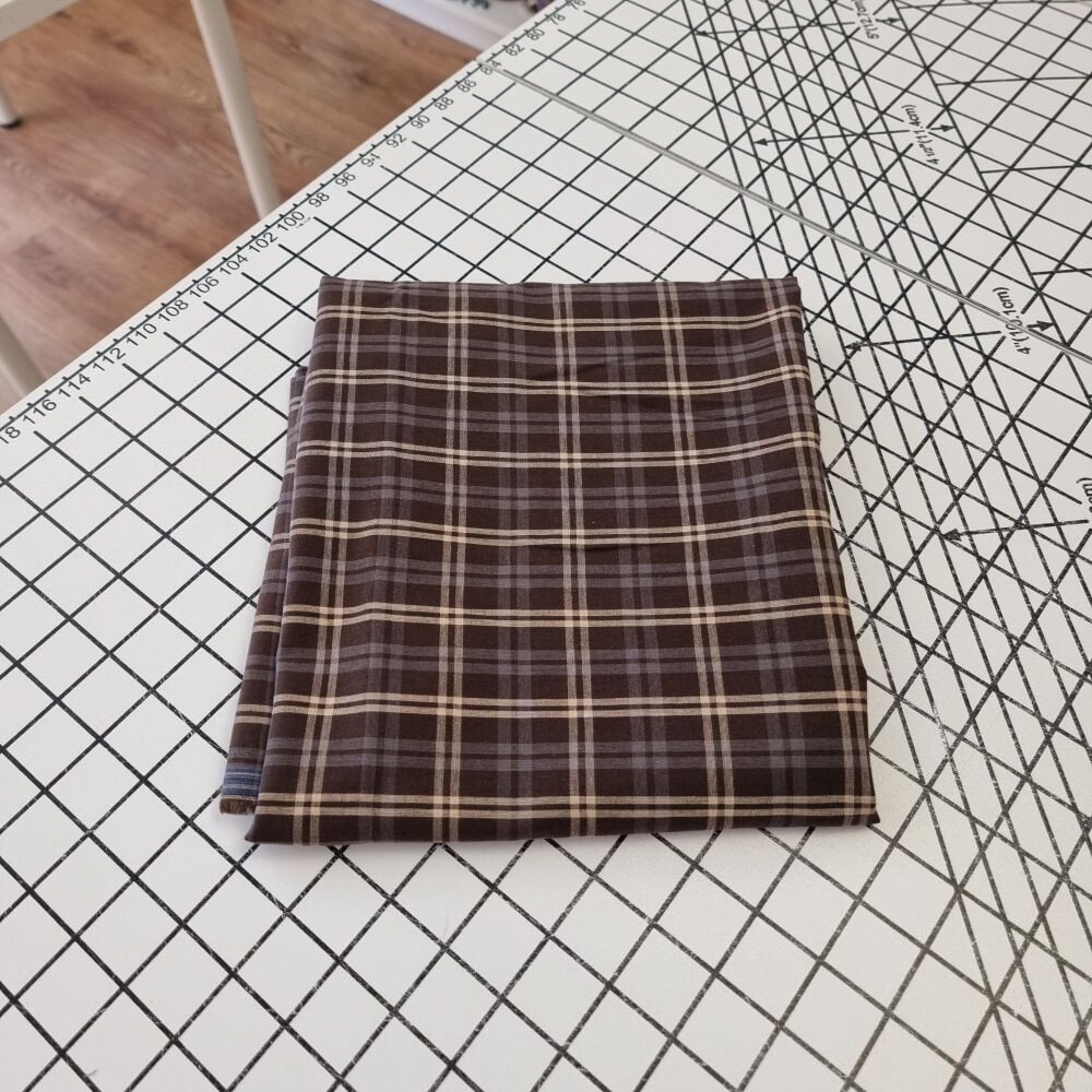 Chocolate Check Cotton - REMNANT - 117cm x 140cm