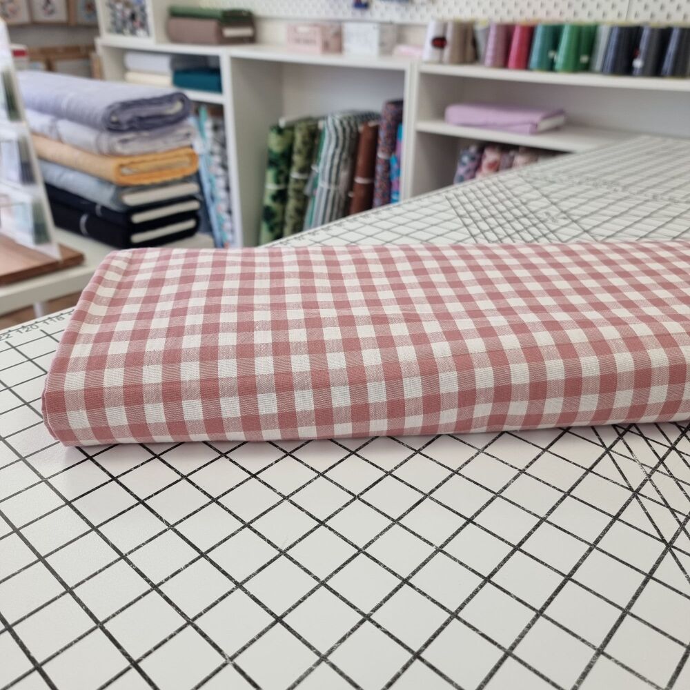 Small Cotton Gingham - Dusky Pink