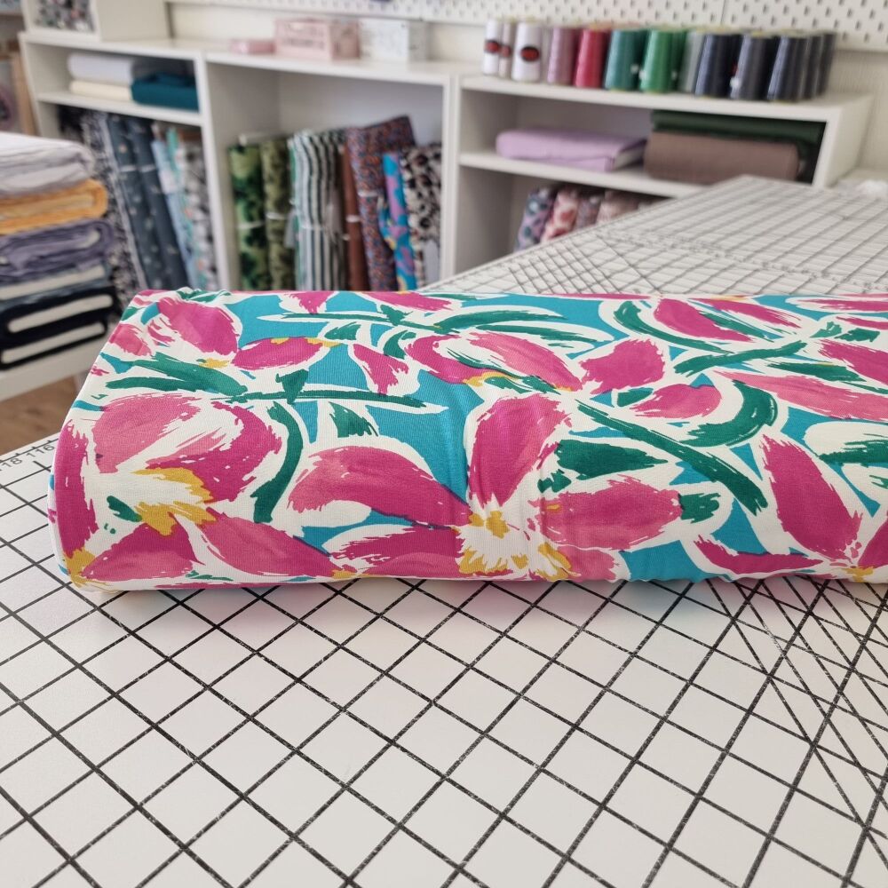 Pink Painted Petals - Viscose Jersey