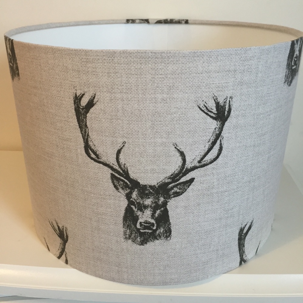 Country Woodland Stag Head Stags Beige Black Lampshade 