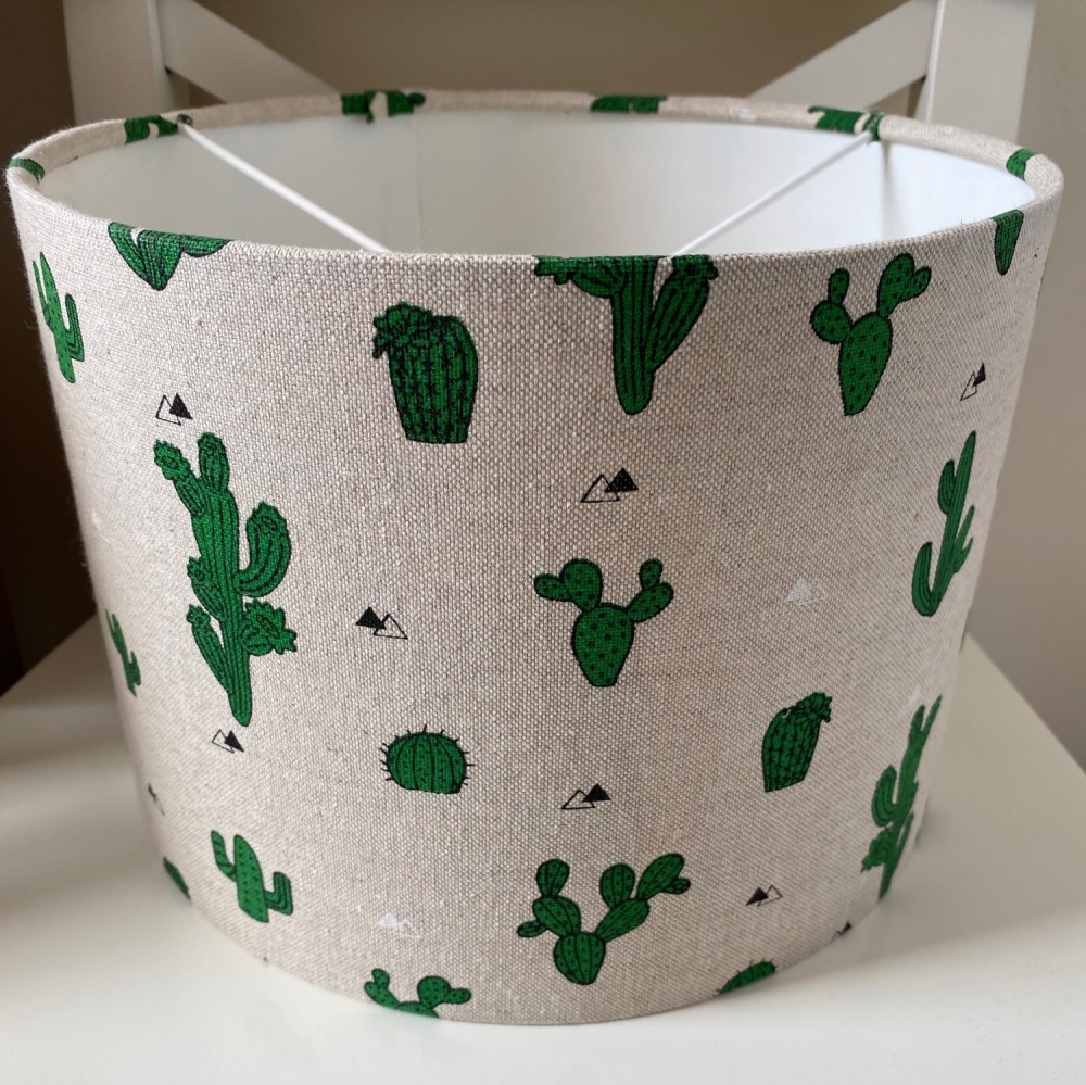 Linen Cactus  Green Kids Plant Lampshade 