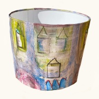 Beach Hut Lampshade in original design by artist
