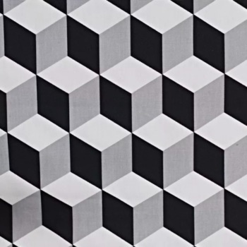 Geometric Cushion - Black Jet Cube Fabric