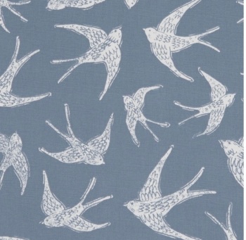 Swallows Cushion - Navy Blue Bird Fabric
