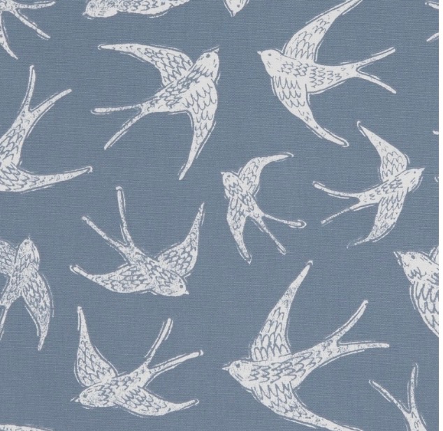 Handmade Swallows Cushion - Navy Blue Bird Fabric