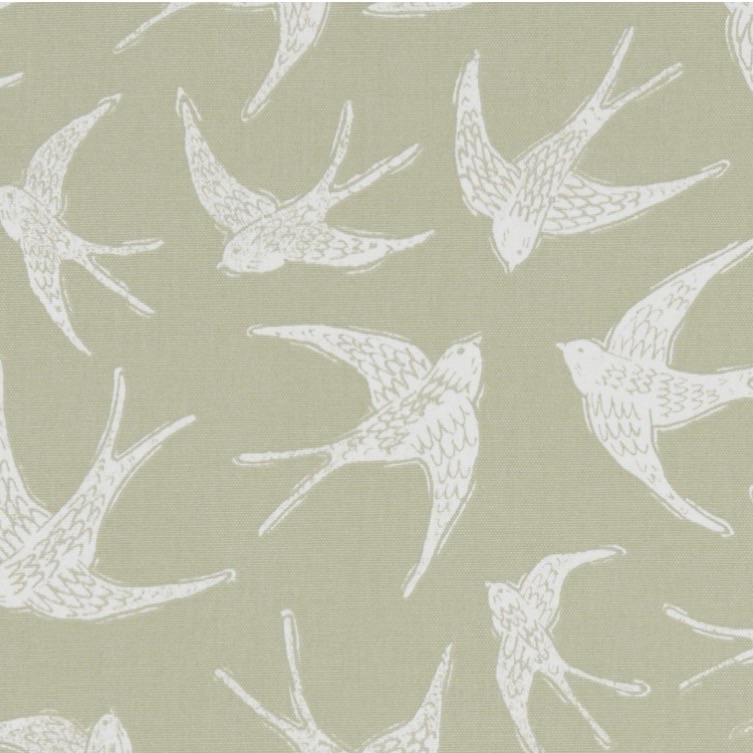 Handmade Swallows Cushion - Sage Green Bird Fabric