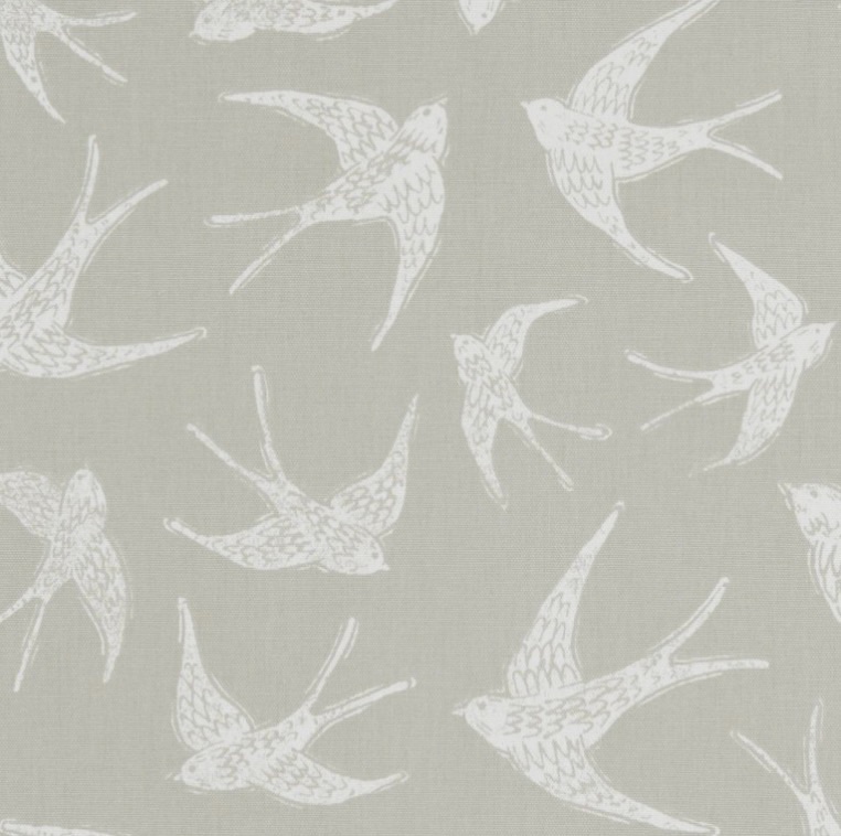 Handmade Swallows Cushion - Taupe Bird Fabric
