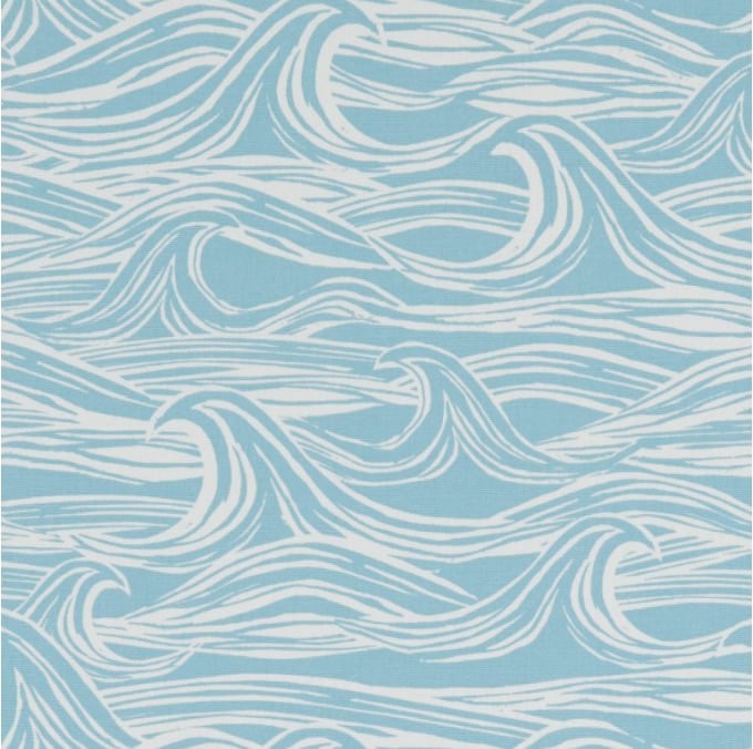 Handmade Waves Cushion - Seafoam Surf Fabric