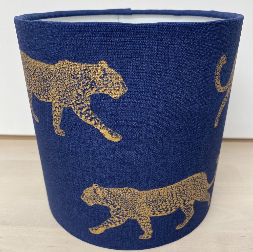 Handmade Leopard Lampshade  - Blue Animal Zoo Safari Fabric