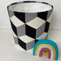Geometric Lampshade in black and grey cube design
