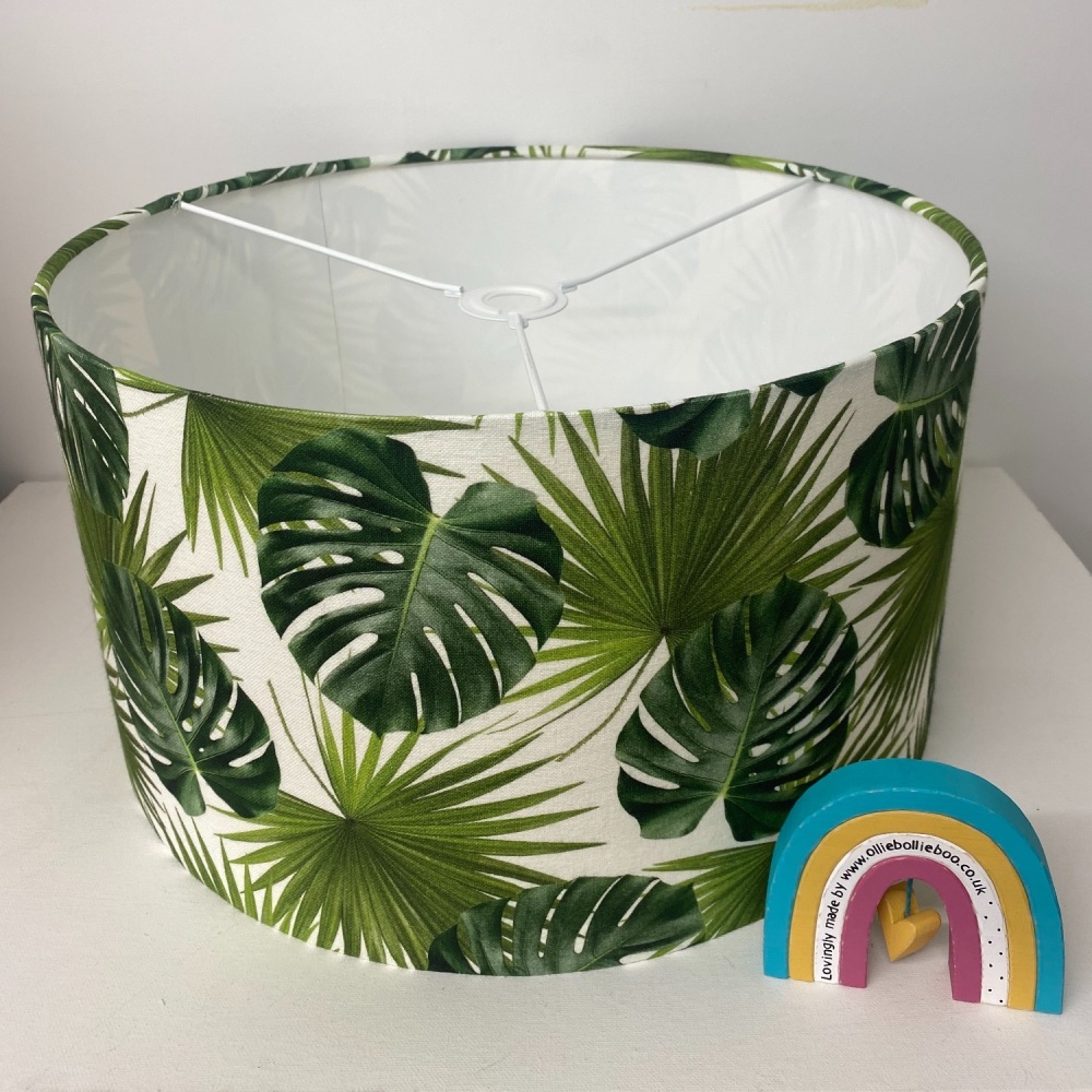 tropical green monstera leaf lampshade