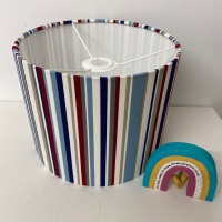 Stripe Lampshade - Red Blue and Grey 