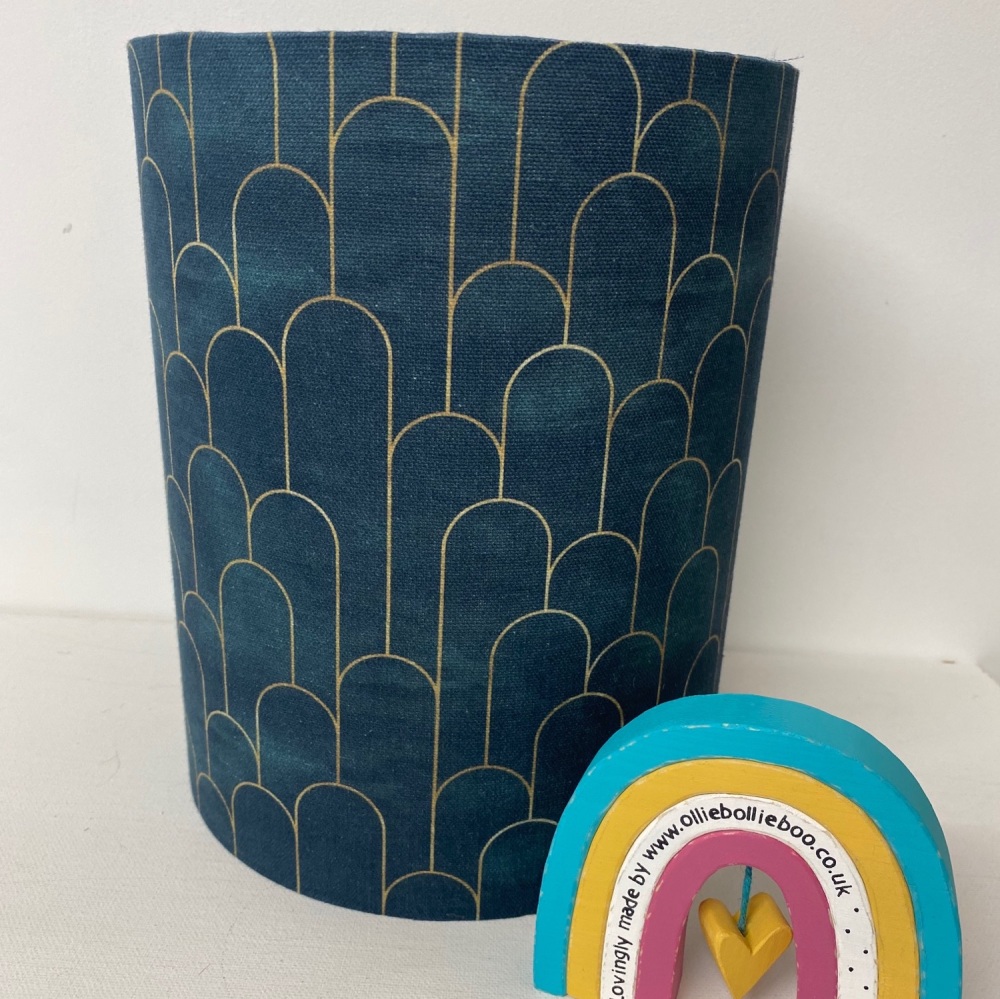 Art Deco lampshade - petrol blue and gold 