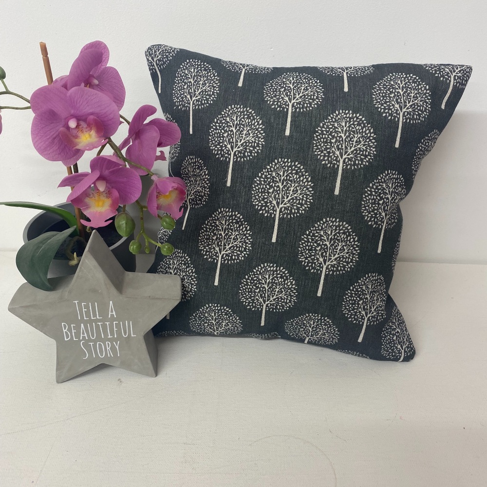 Charcoal grey mulberry tree cushion 