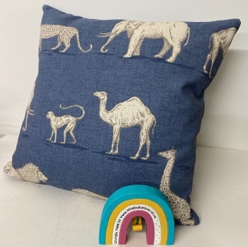 Blue Safari Elephant lion giraffe  cushion 