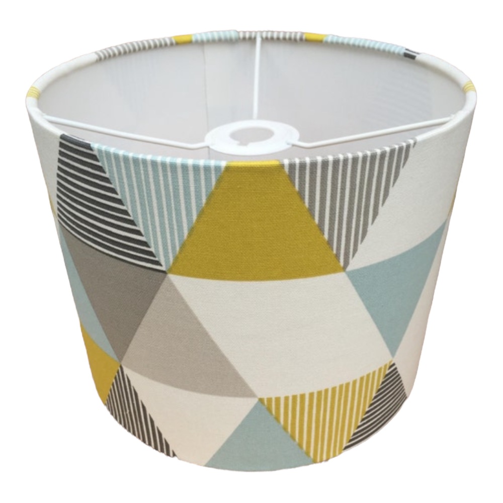 Geometric  Lampshade  with blue and yellow triangle pattern