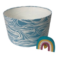 Coastal lampshade with wave design in blue