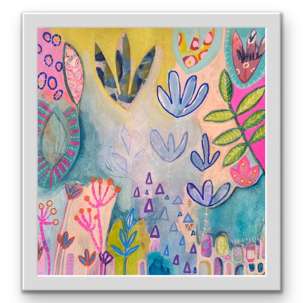 Bright floral abstract painting