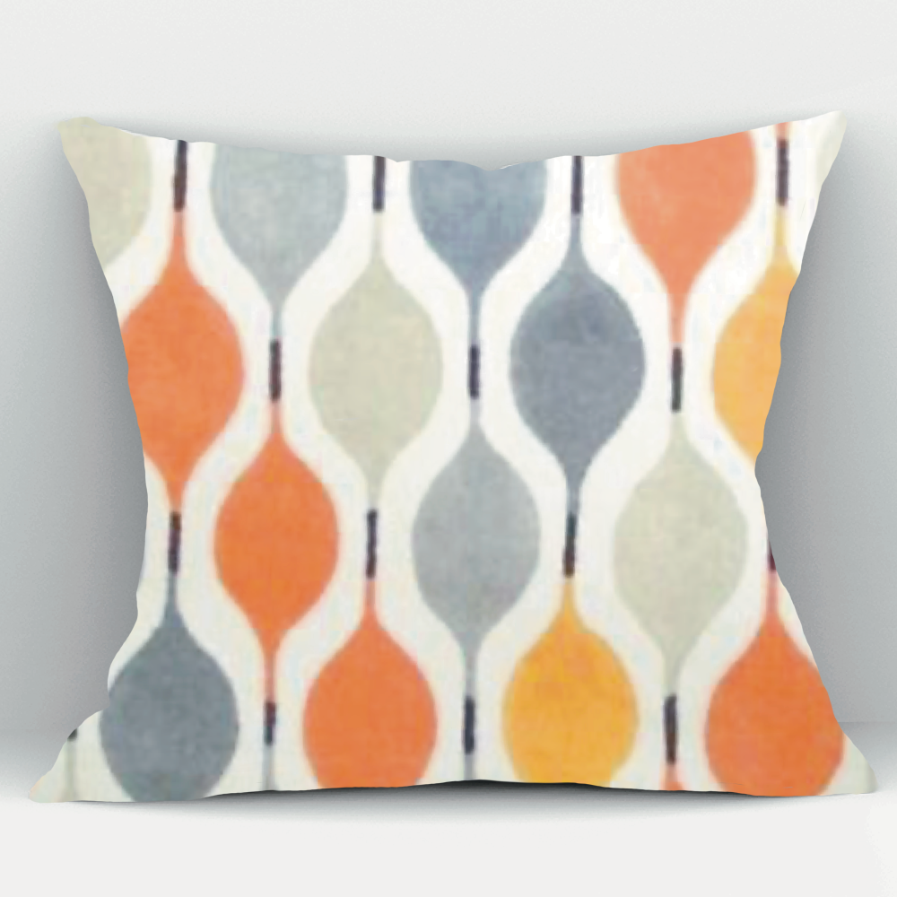 Geometric Cushion - Grey & Orange Verve Fabric
